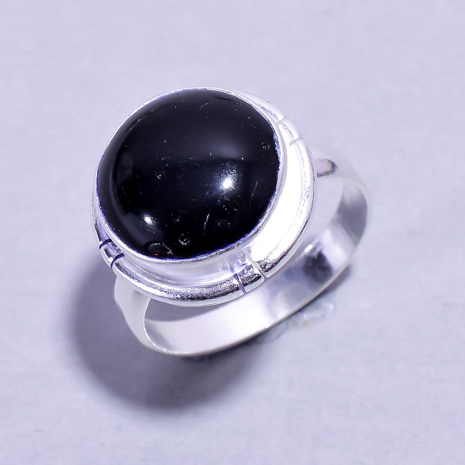 Natural Black Onyx Solitaire Fine Gemstone Ring