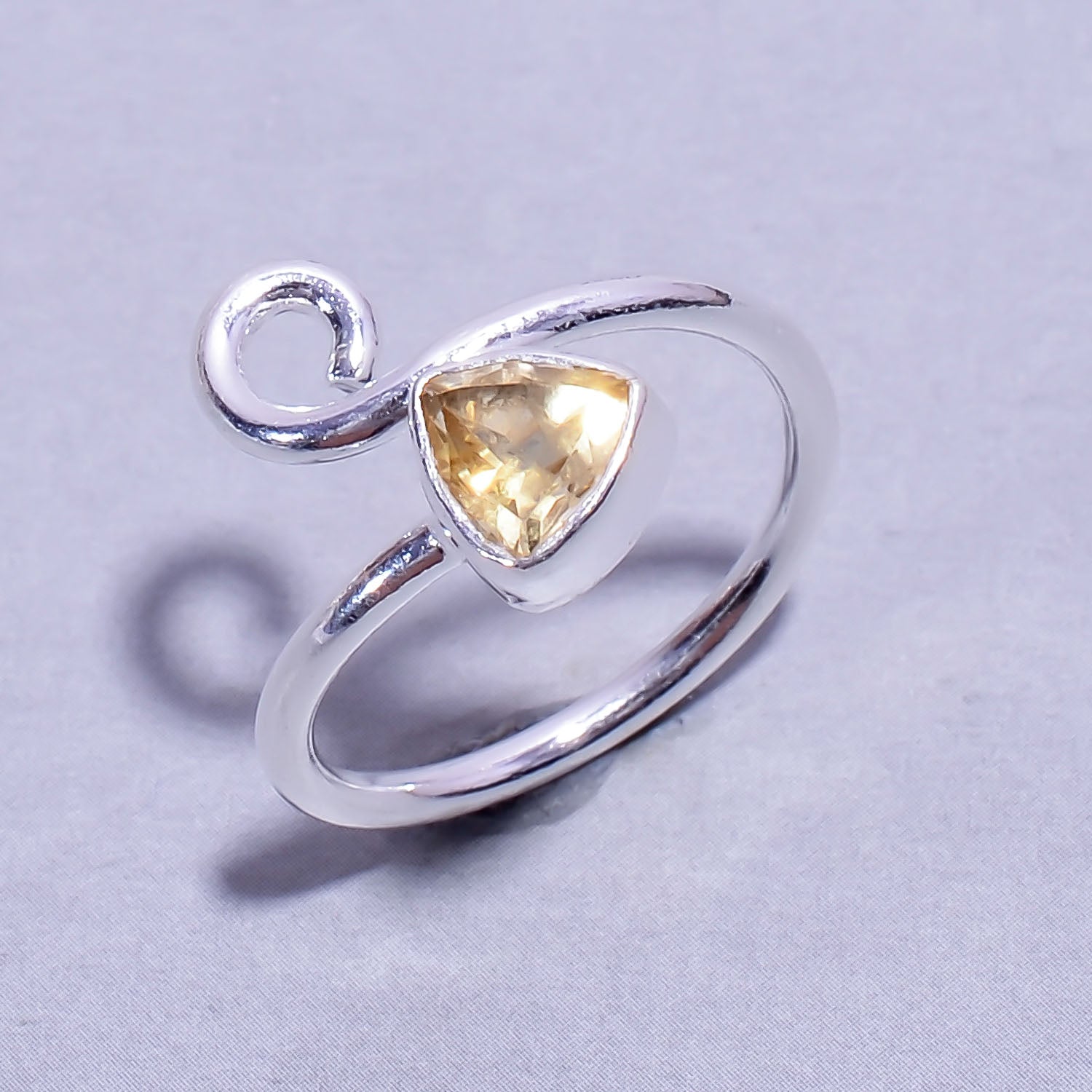 Natural Gold Citrine Solitaire Fine Gemstone Ring