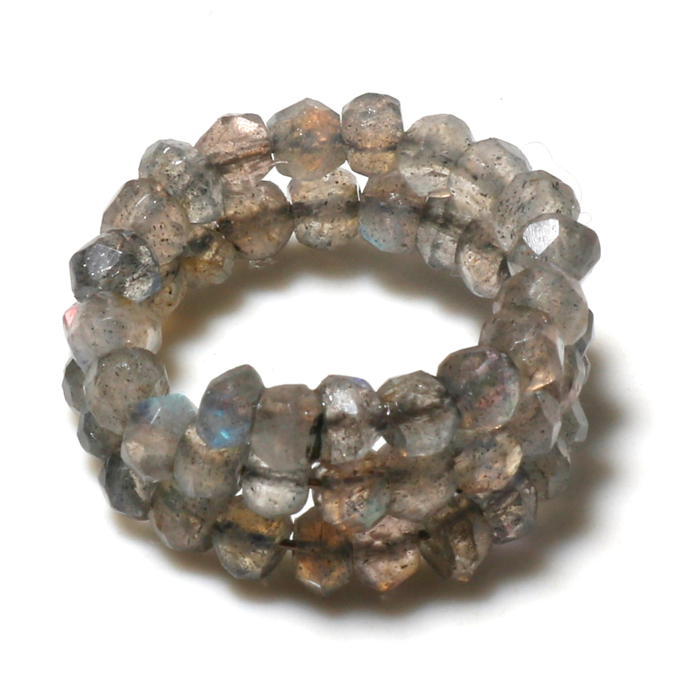 Natural Dark Gray Labradorite Solitaire Fine Gemstone Ring