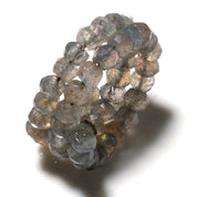 Natural Dark Gray Labradorite Solitaire Fine Gemstone Ring