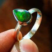 Natural White Ethiopian Opal Solitaire Fine Gemstone Ring