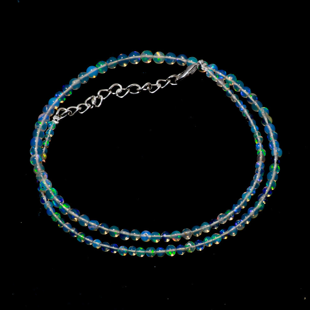 Welo Fire Ethiopian Opal Plain Ball Beads Necklace | 925 Sterling Silver Jewelry | October Birthstone | Healing Power Root Chakra