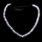Natural Blue Opal Rondelle Beaded Necklace | 925 Sterling Silver Jewelry | October Birthstone | Healing Power Root Chakra