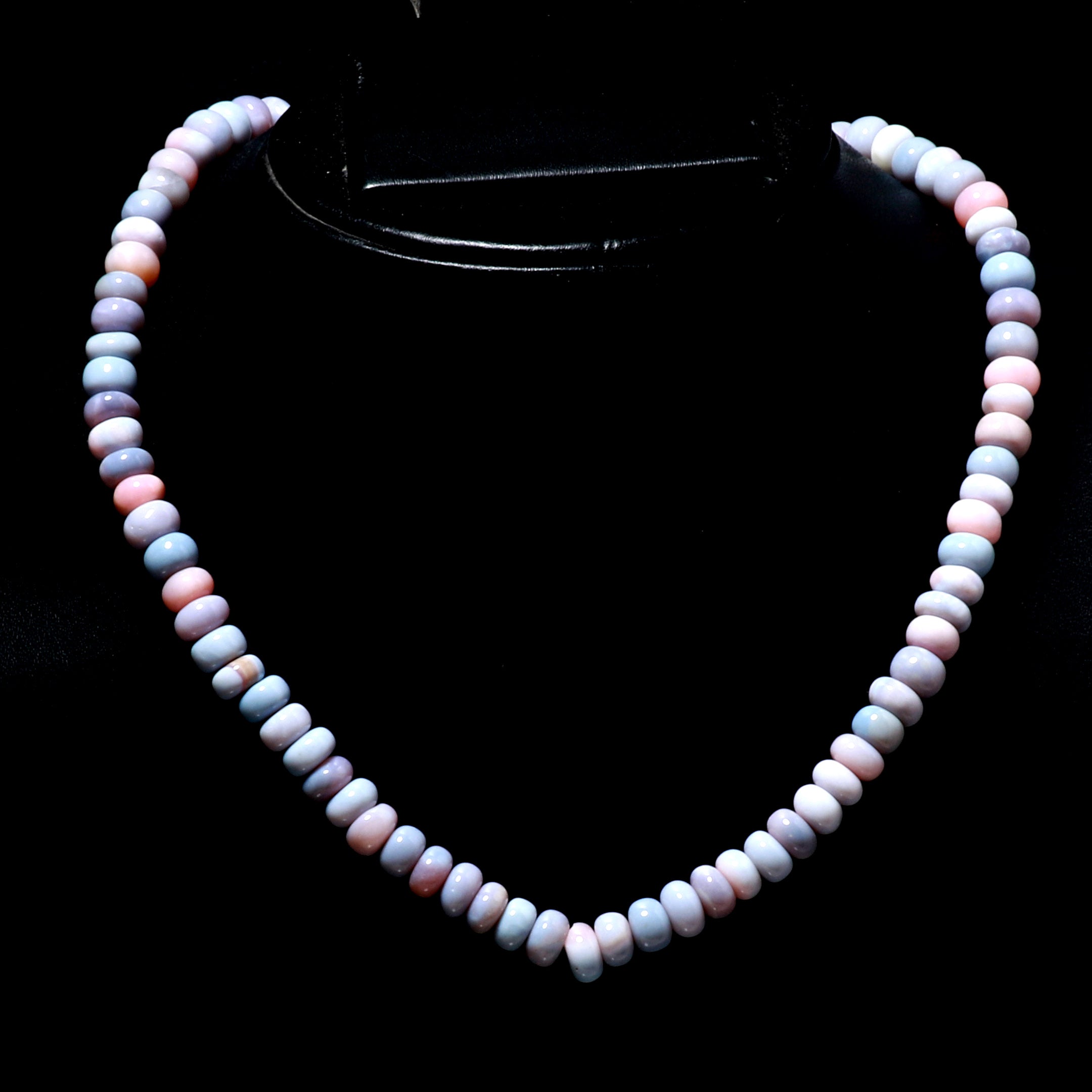 Natural Blue Opal Rondelle Beaded Necklace | 925 Sterling Silver Jewelry | October Birthstone | Healing Power Root Chakra