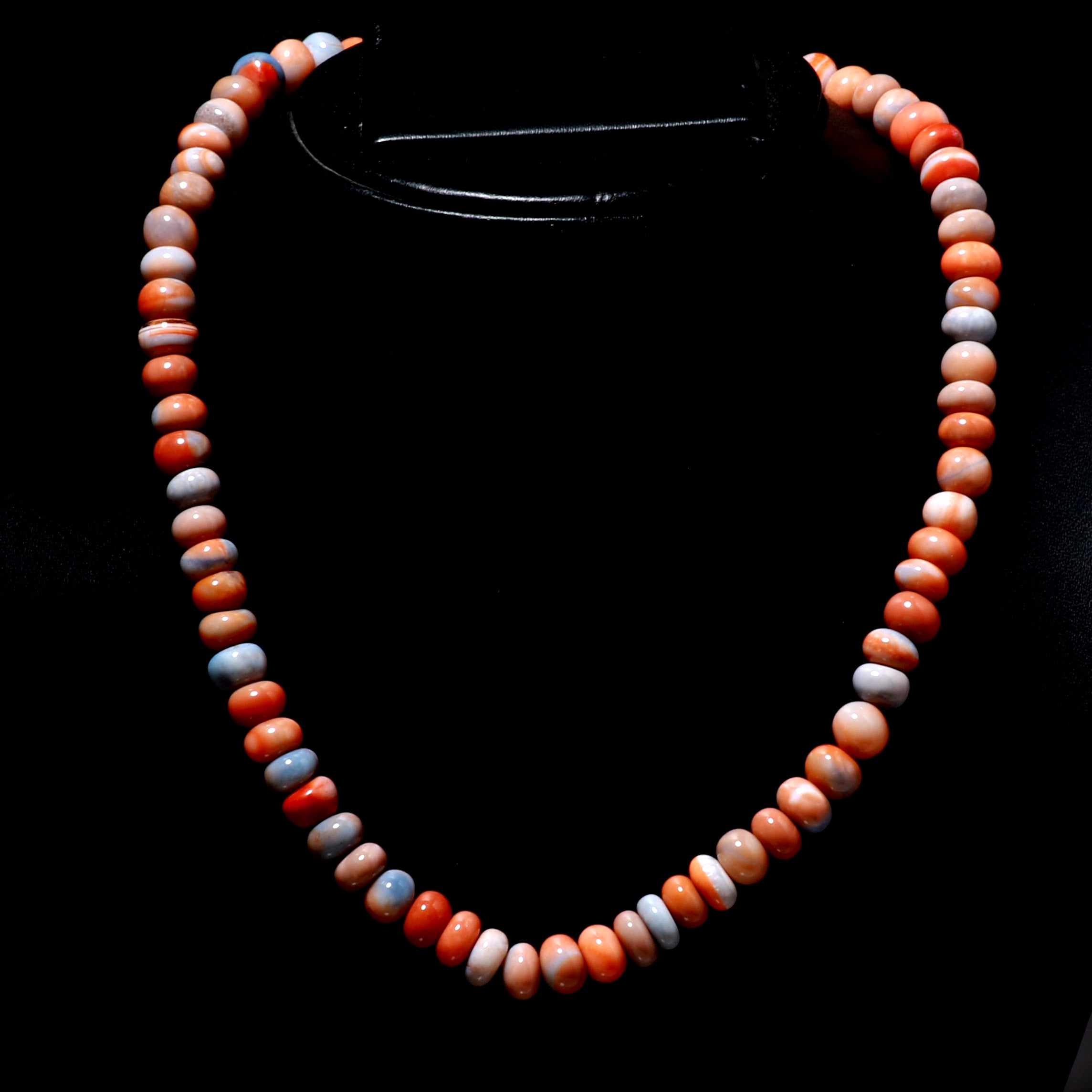 Natural Blue Opal Rondelle Beaded Necklace | 925 Sterling Silver Jewelry | October Birthstone | Healing Power Root Chakra