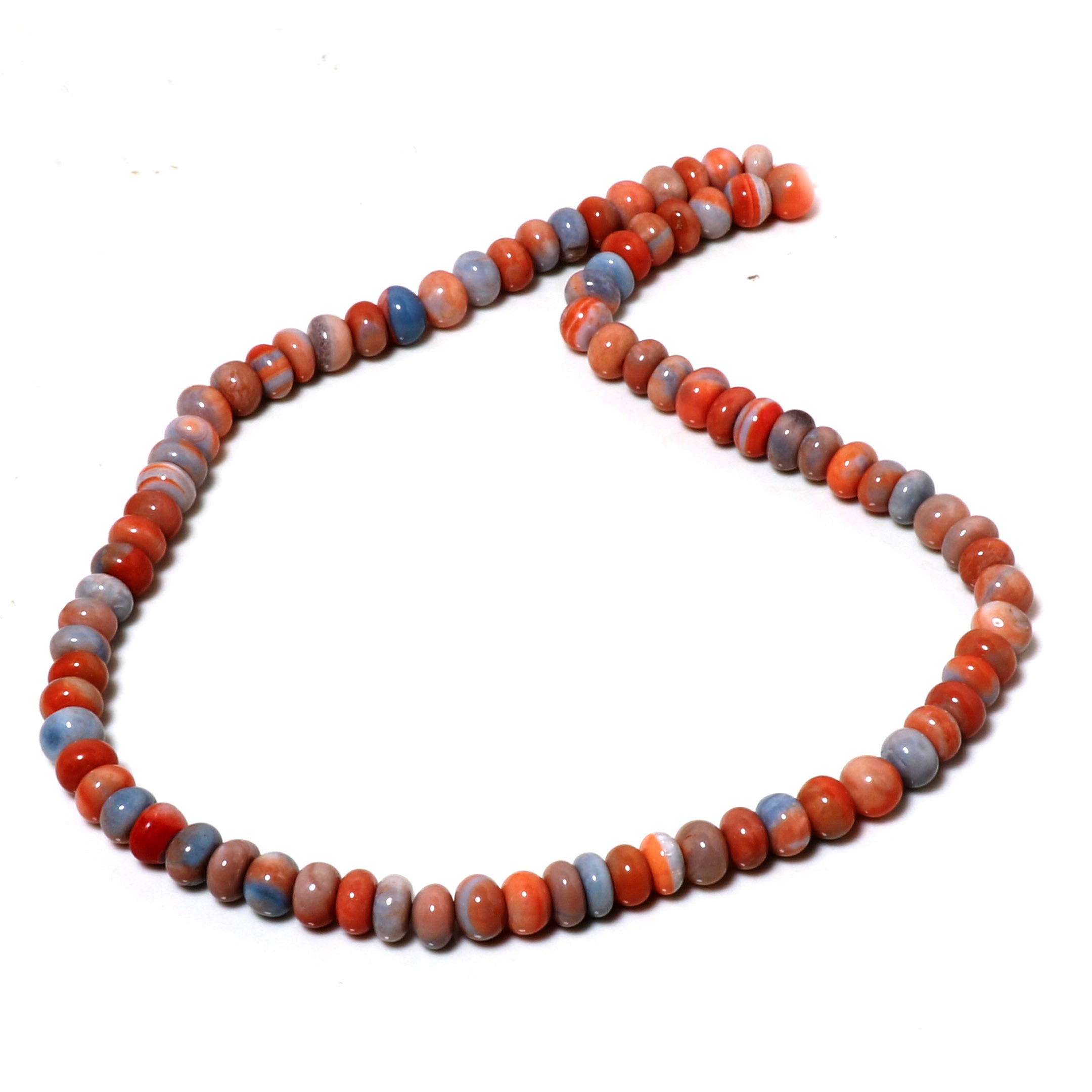 Natural Blue Opal Rondelle Beaded Necklace | 925 Sterling Silver Jewelry | October Birthstone | Healing Power Root Chakra