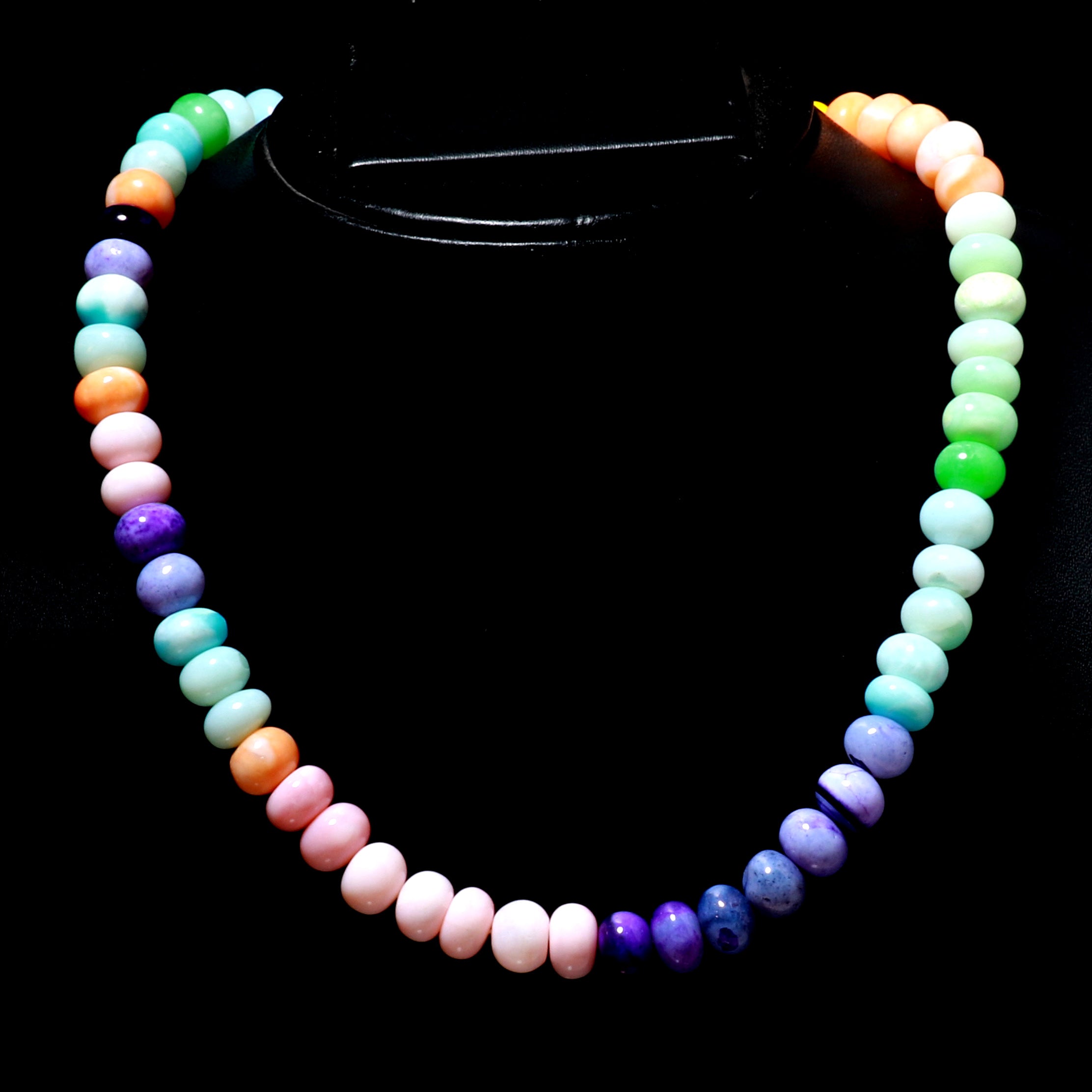 Natural Blue Opal Rondelle Beaded Necklace | 925 Sterling Silver Jewelry | October Birthstone | Healing Power Root Chakra