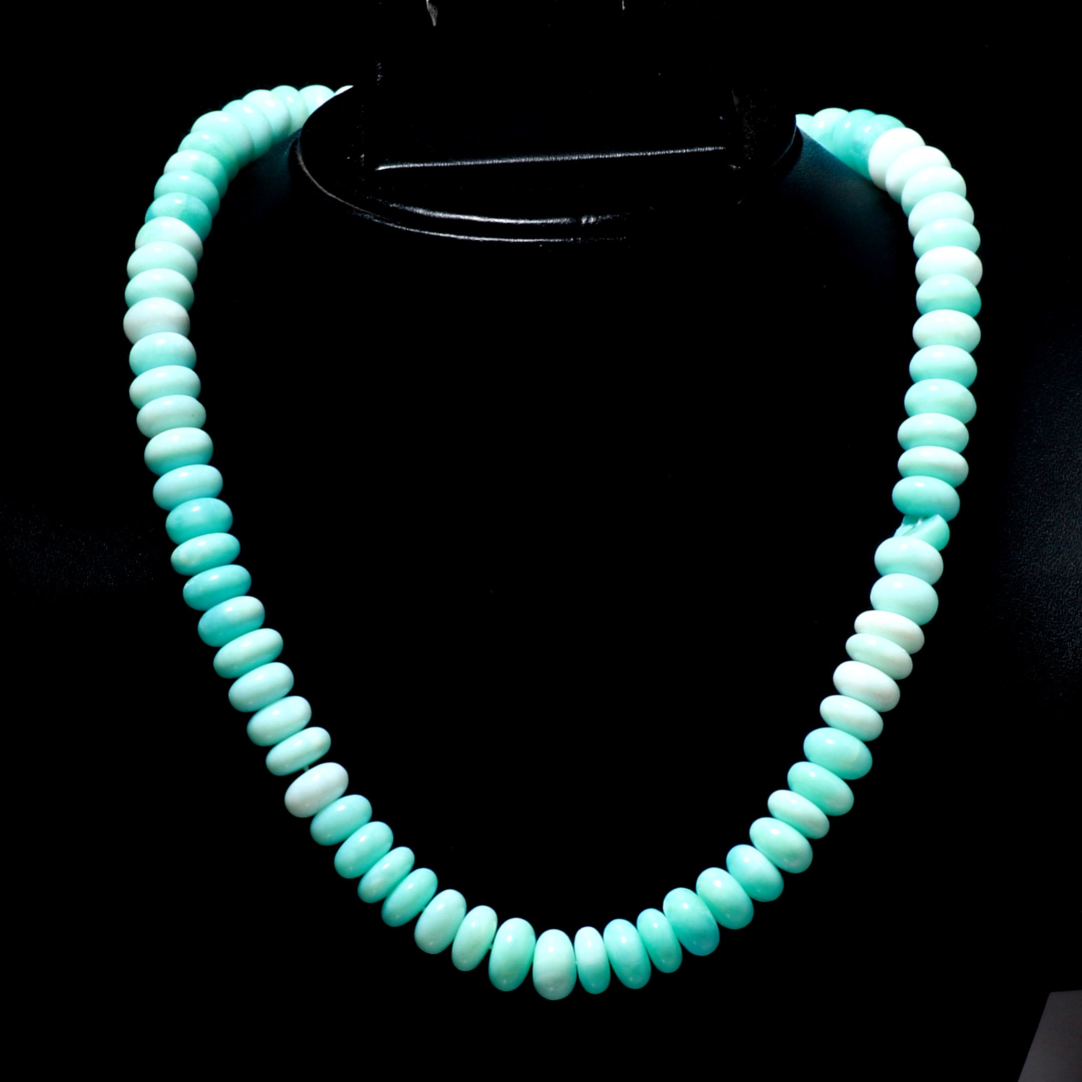 Natural Blue Opal Rondelle Beaded Necklace | 925 Sterling Silver Jewelry | October Birthstone | Healing Power Root Chakra