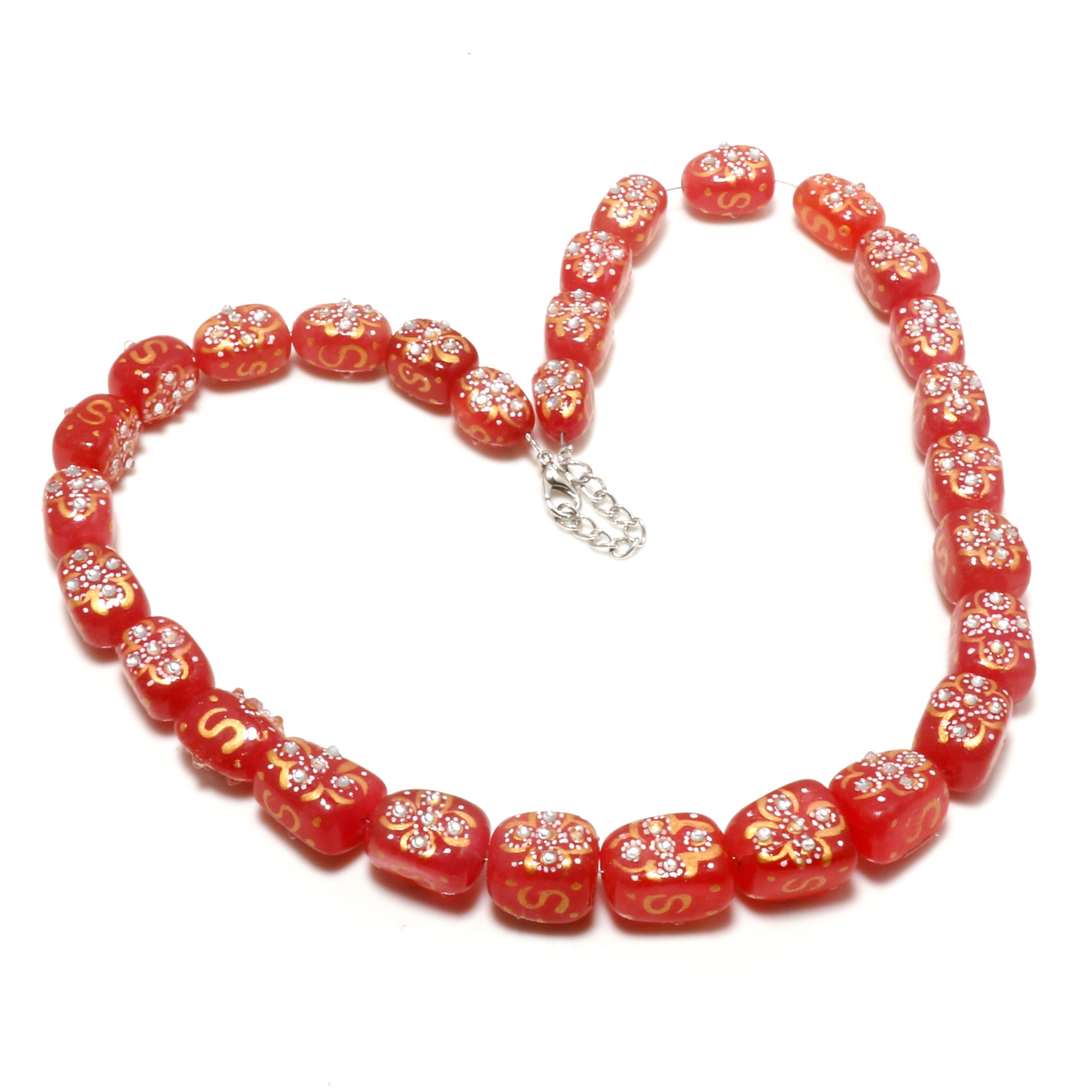 Natural Red Aventurine Beaded Necklace | 925 Sterling Silver Jewelry | August Birthstone | Healing Power Root Chakra