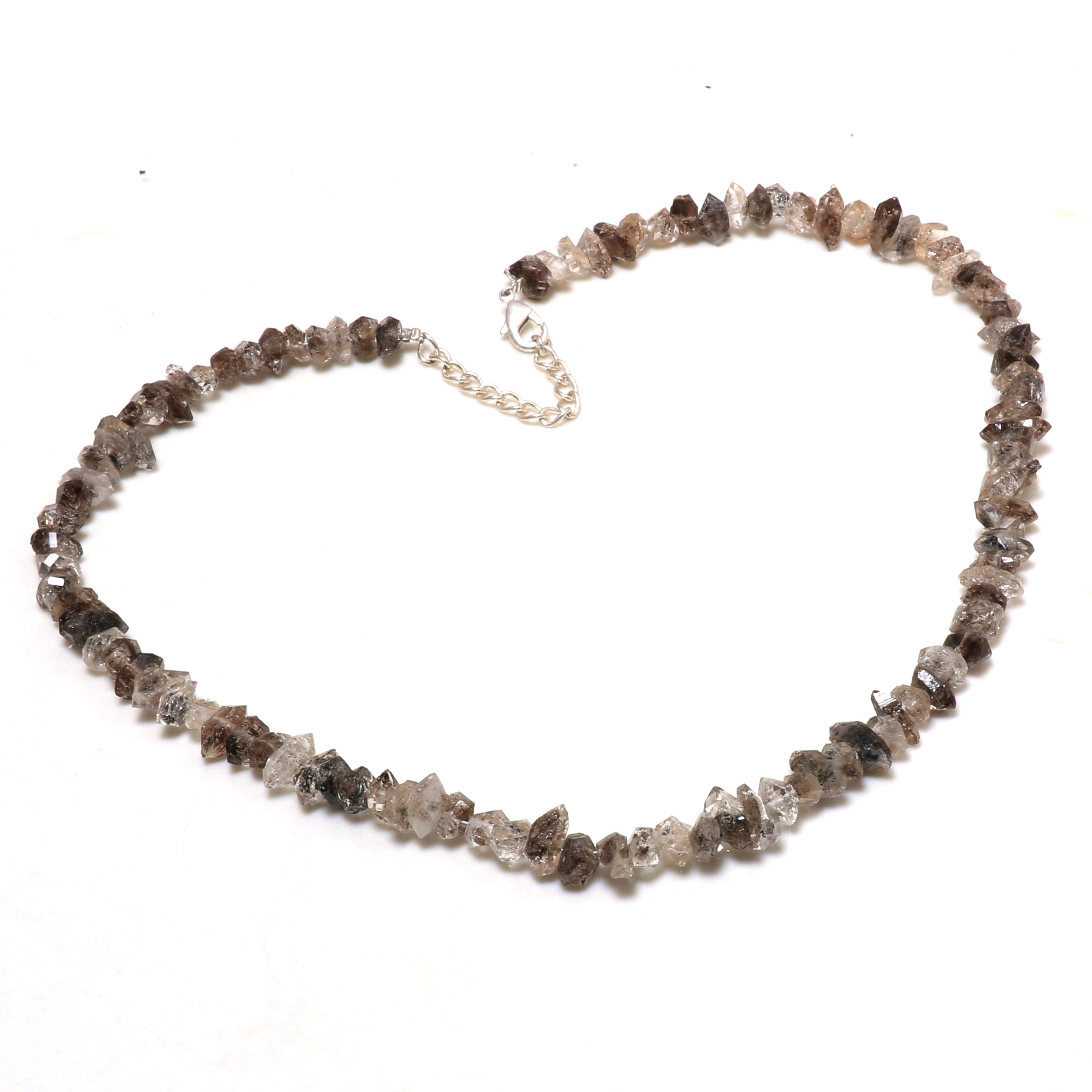 Natural Diamond Quartz Beaded Necklace | 925 Sterling Silver Jewelry | Birthstone Gift | Adjustable Chain Necklace