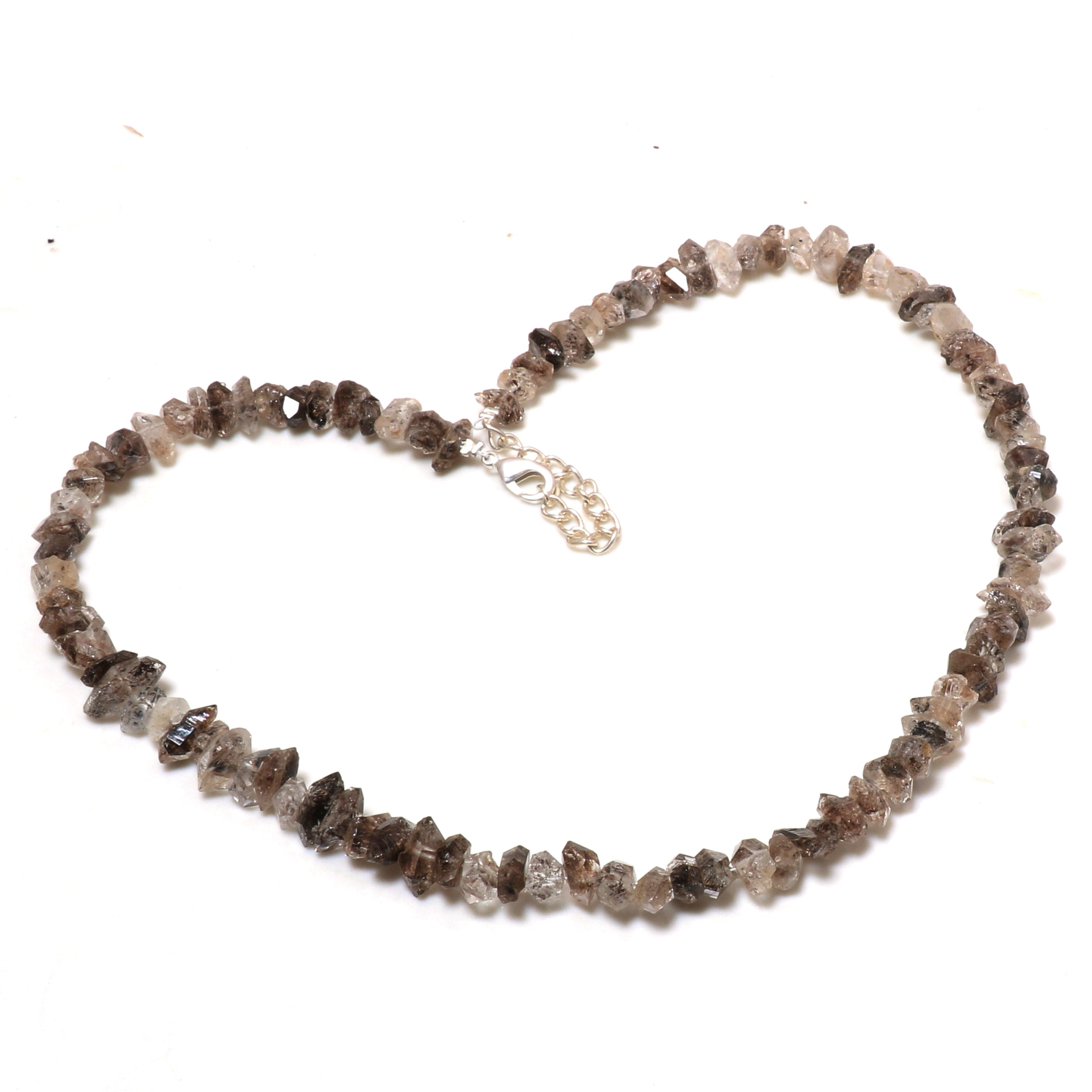 Natural Diamond Quartz Beaded Necklace | 925 Sterling Silver Jewelry | Birthstone Gift | Adjustable Chain Necklace