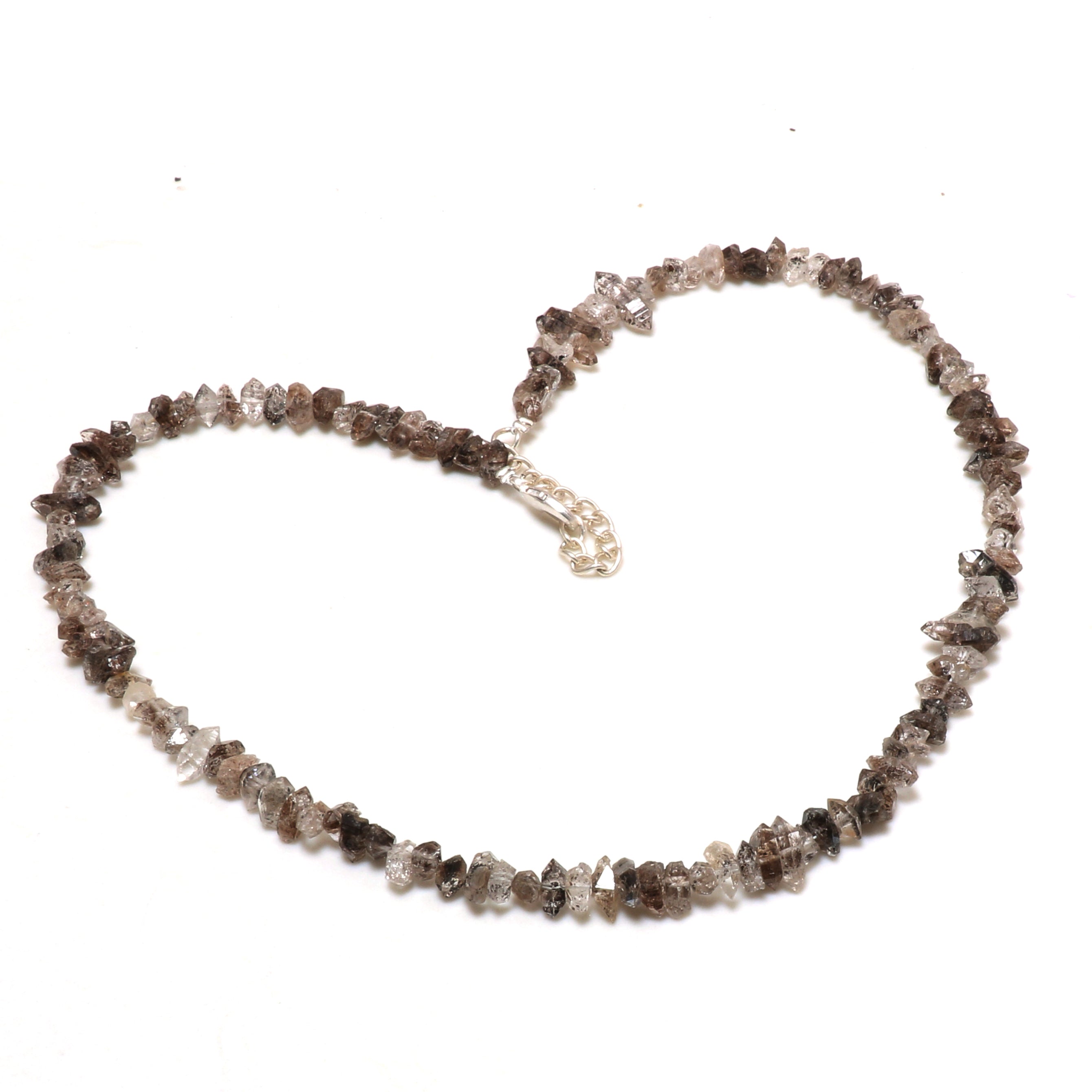 Natural Diamond Quartz Beaded Necklace | 925 Sterling Silver Jewelry | Birthstone Gift | Adjustable Chain Necklace