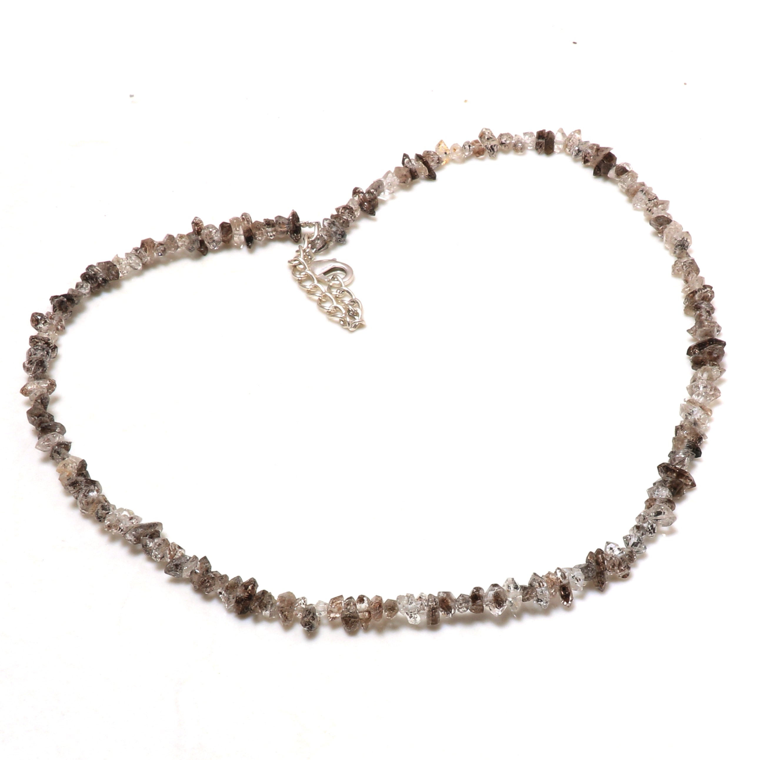 Natural Diamond Quartz Beaded Necklace | 925 Sterling Silver Jewelry | Birthstone Gift | Adjustable Chain Necklace