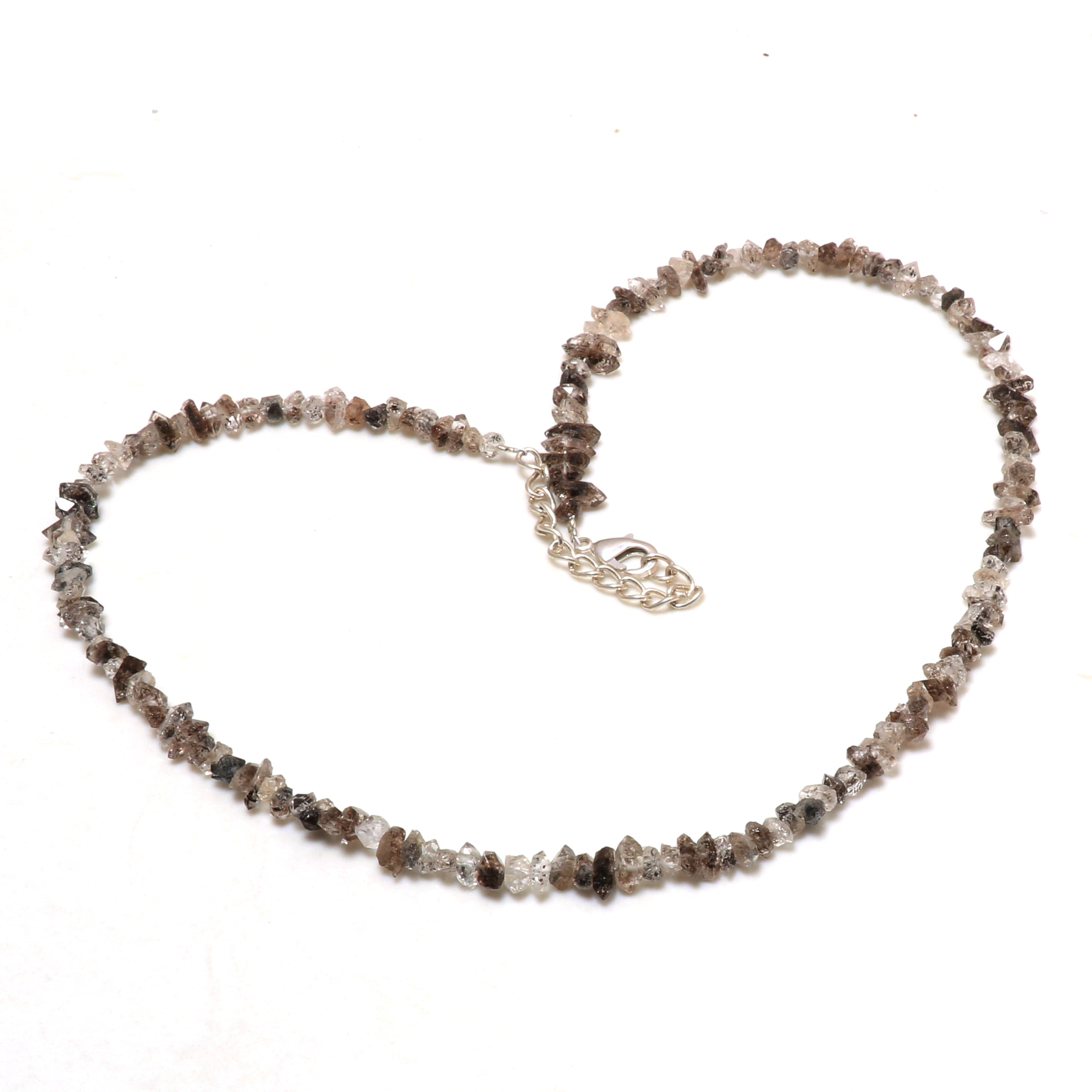 Natural Diamond Quartz Beaded Necklace | 925 Sterling Silver Jewelry | Birthstone Gift | Adjustable Chain Necklace