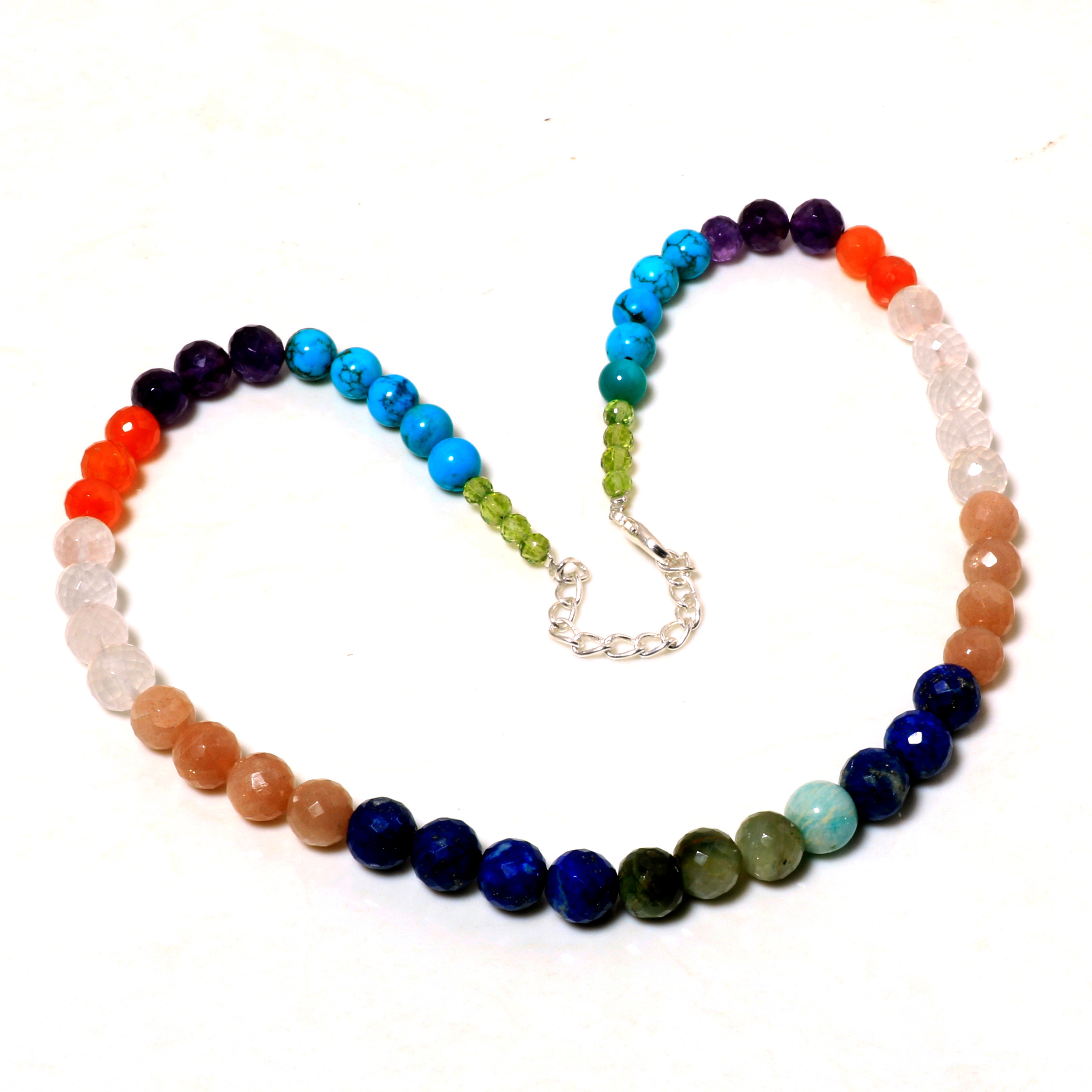 Natural Lapis Lazuli Beaded Necklace | 925 Sterling Silver Jewelry | September Birthstone | Multi Gemstone Necklace