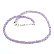 925 Sterling Silver Amethyst Beaded Twisted Necklace | Natural Gemstone Fine Jewelry | February Birthstone | Healing Power Crystals