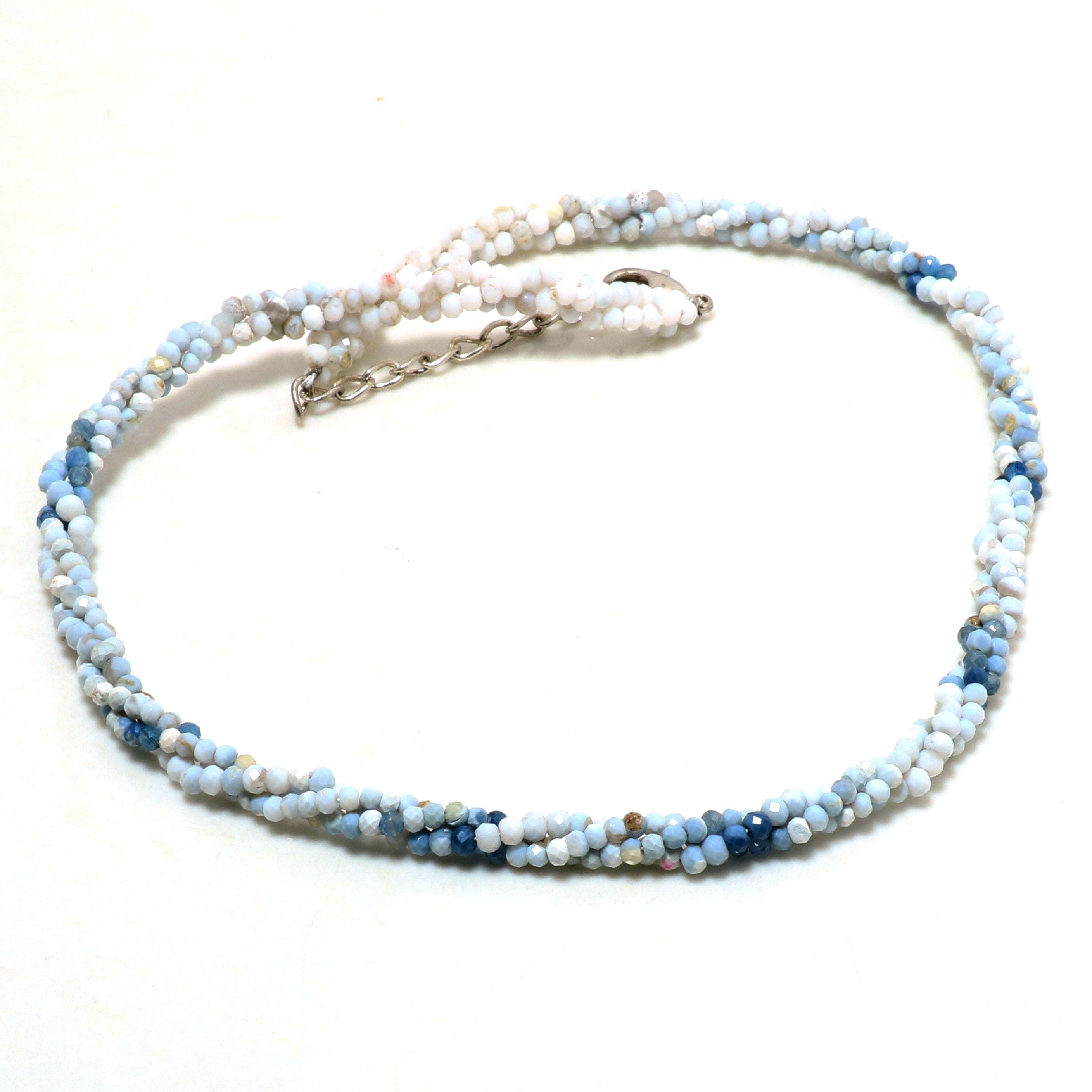 925 Sterling Silver Peruvian Opal Beaded Twisted Necklace | Natural Gemstone Fine Jewelry | Healing Power Crystals | October Birthstone