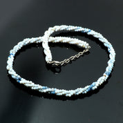 925 Sterling Silver Peruvian Opal Beaded Twisted Necklace | Natural Gemstone Fine Jewelry | Healing Power Crystals | October Birthstone