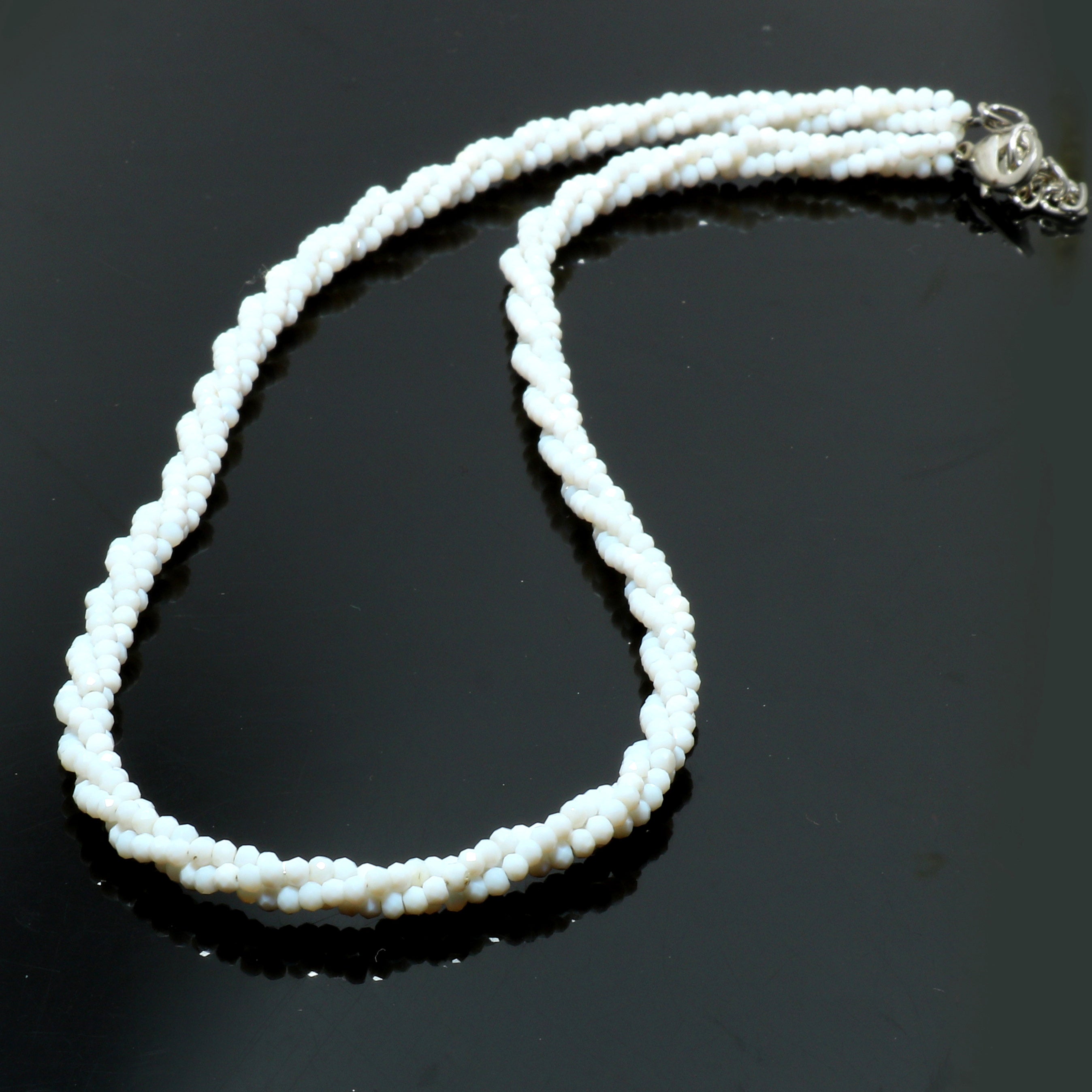 925 Sterling Silver Peruvian Opal Beaded Twisted Necklace | Natural Gemstone Fine Jewelry | Healing Power Crystals | October Birthstone