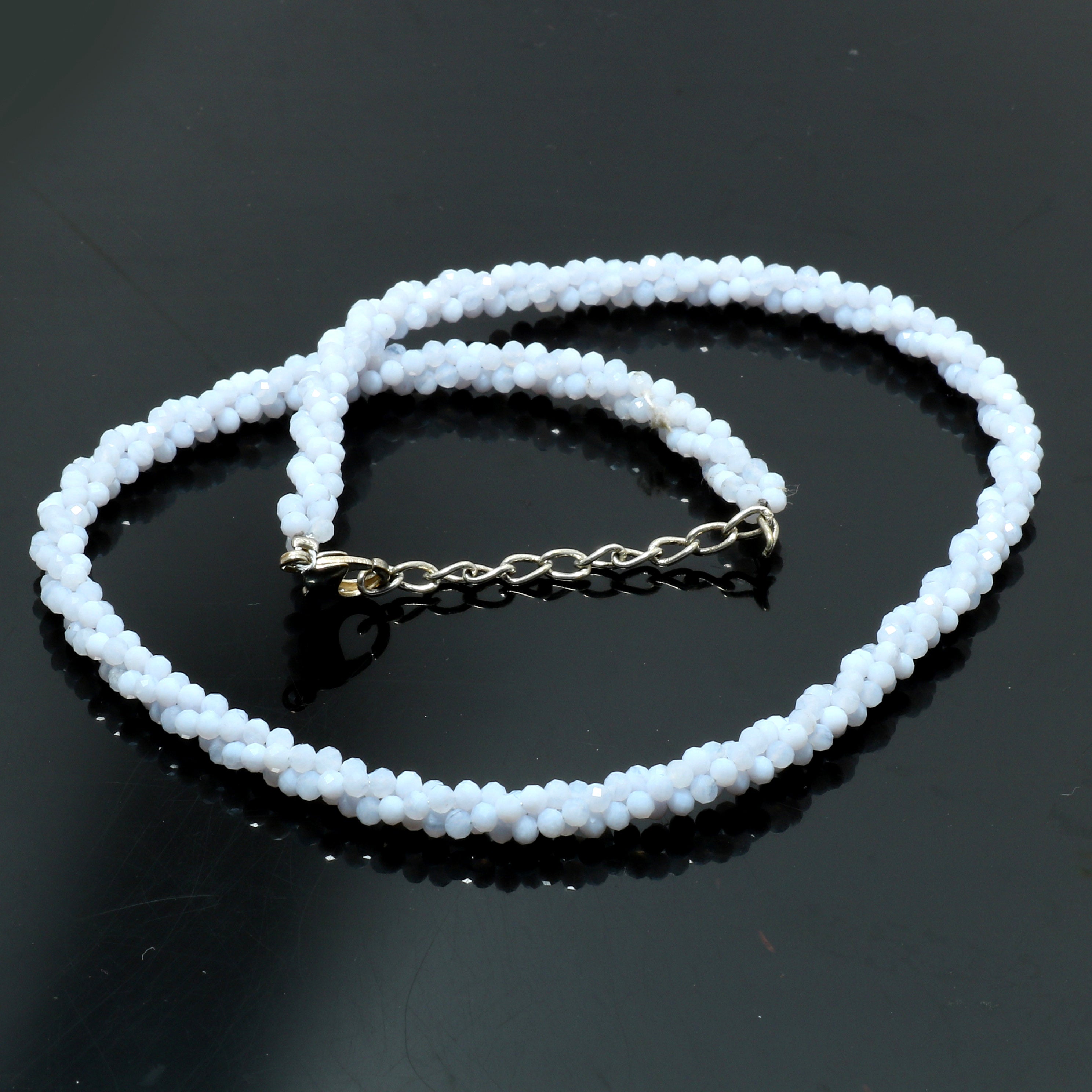 925 Sterling Silver Peruvian Opal Beaded Twisted Necklace | Natural Gemstone Fine Jewelry | Healing Power Crystals | October Birthstone