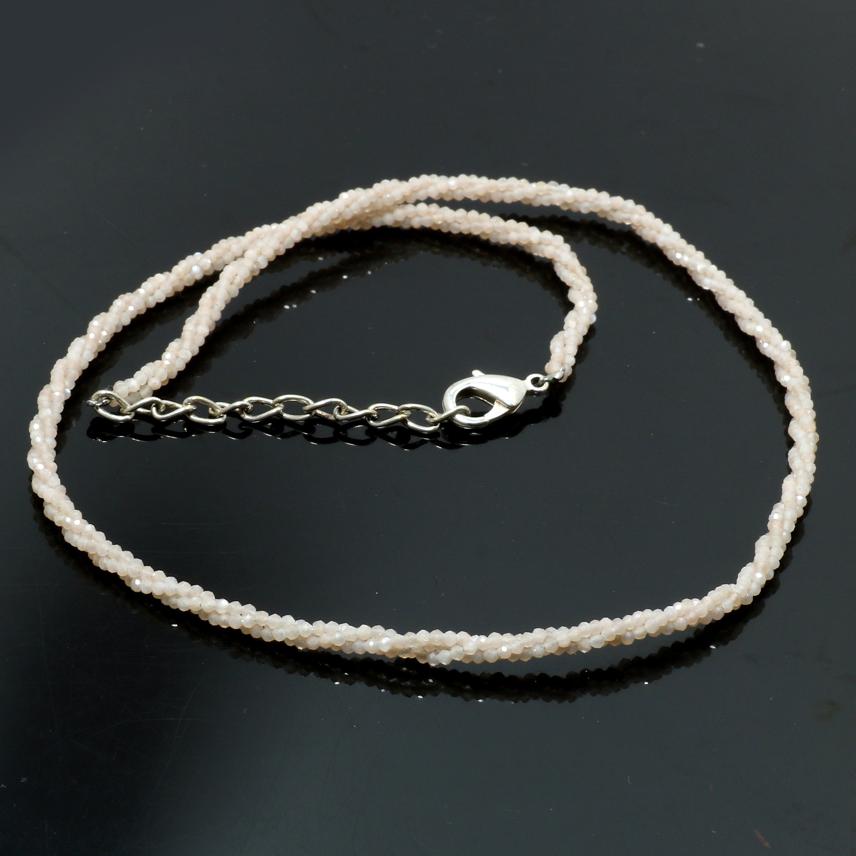 925 Sterling Silver Peruvian Opal Beaded Twisted Necklace | Natural Gemstone Fine Jewelry | Healing Power Crystals | October Birthstone