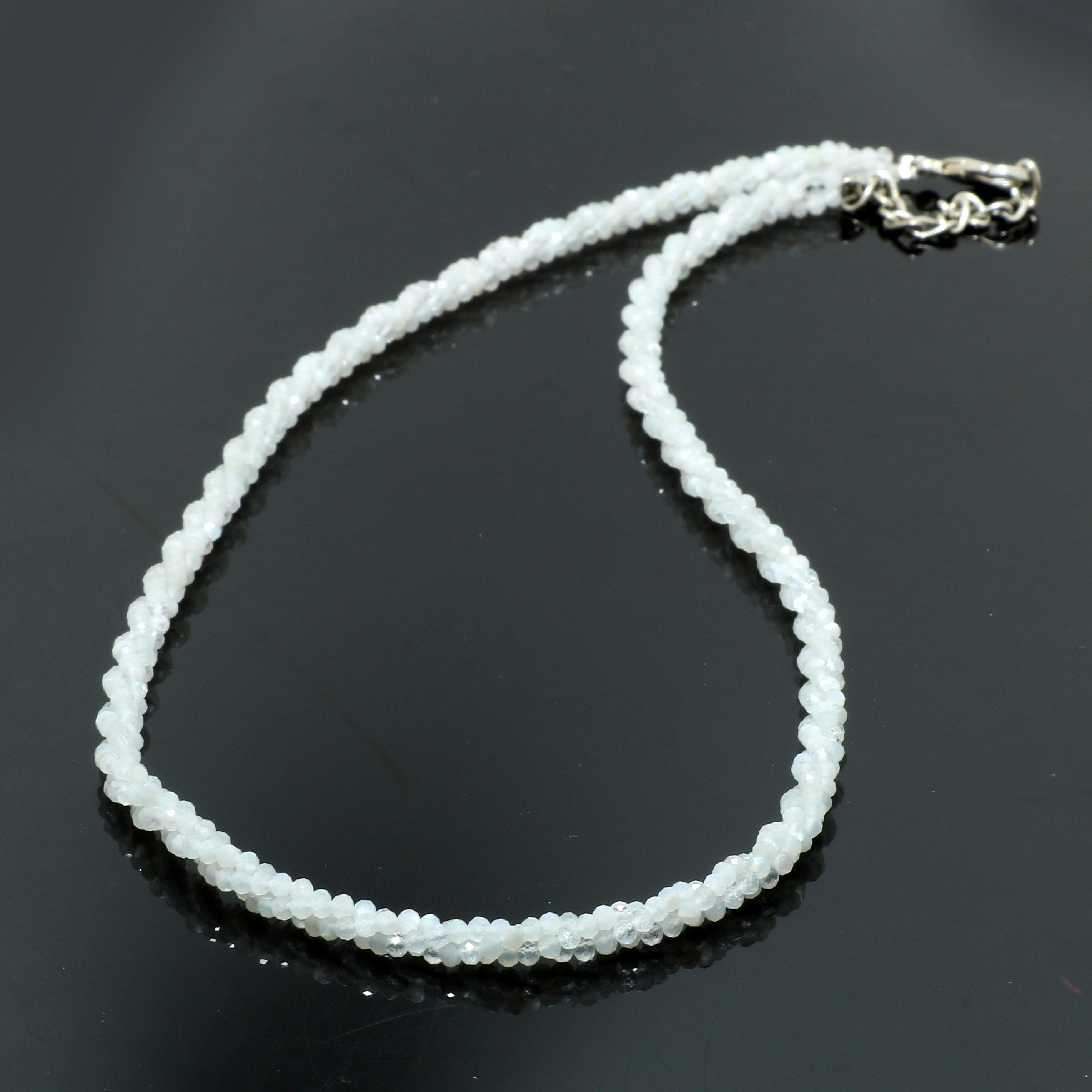 925 Sterling Silver Peruvian Opal Beaded Twisted Necklace | Natural Gemstone Fine Jewelry | Healing Power Crystals | October Birthstone