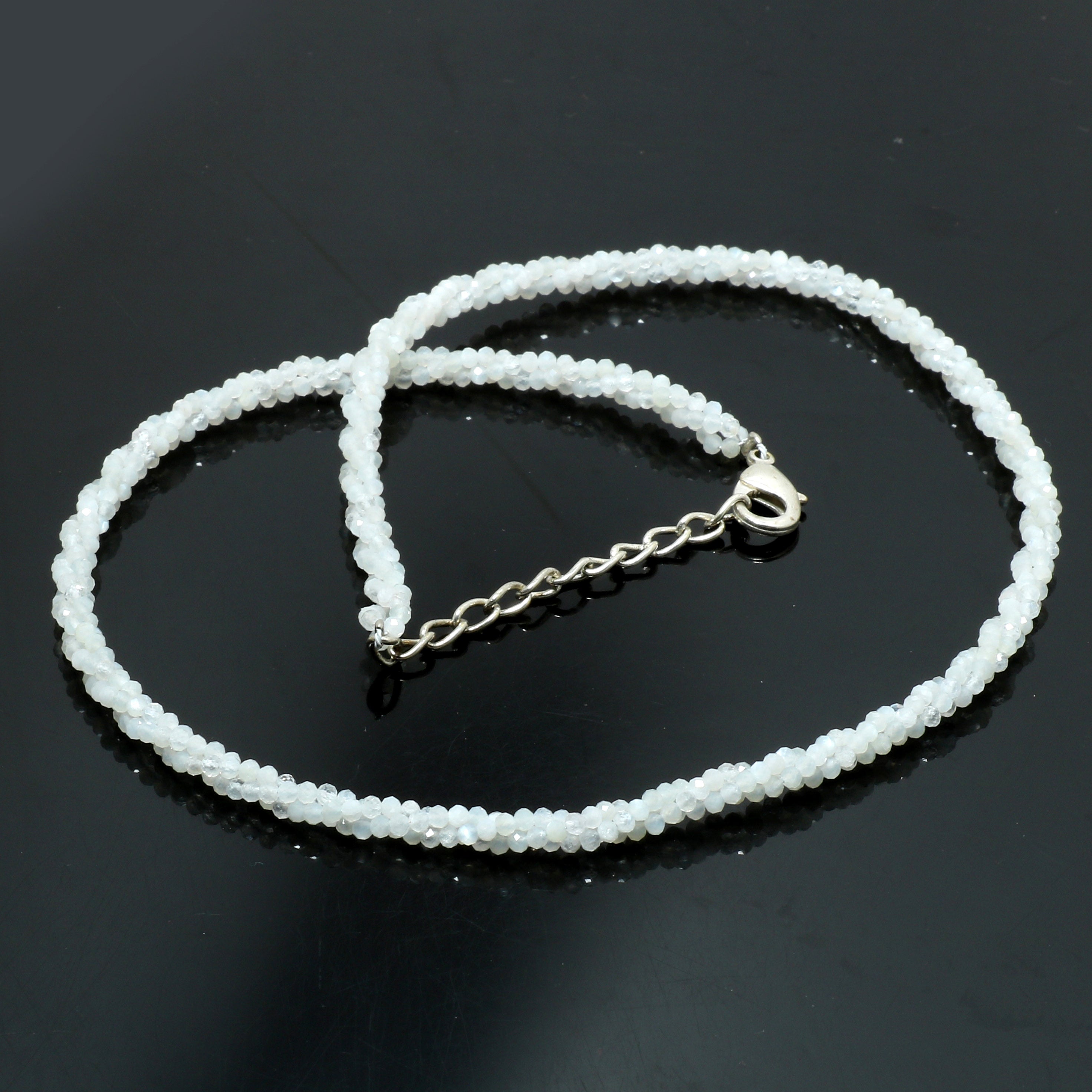 925 Sterling Silver Peruvian Opal Beaded Twisted Necklace | Natural Gemstone Fine Jewelry | Healing Power Crystals | October Birthstone