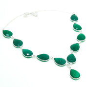 Natural Green Onyx Pear Shape Charm Necklace | 925 Sterling Silver Fine Jewelry | May Birthstone | Healing Power Crystals