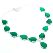 Natural Green Onyx Pear Shape Charm Necklace | 925 Sterling Silver Fine Jewelry | May Birthstone | Healing Power Crystals
