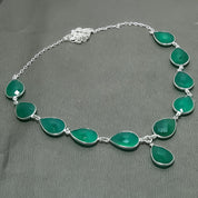 Natural Green Onyx Pear Shape Charm Necklace | 925 Sterling Silver Fine Jewelry | May Birthstone | Healing Power Crystals