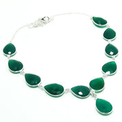Natural Green Onyx Pear Shape Charm Necklace | 925 Sterling Silver Fine Jewelry | May Birthstone | Healing Power Crystals