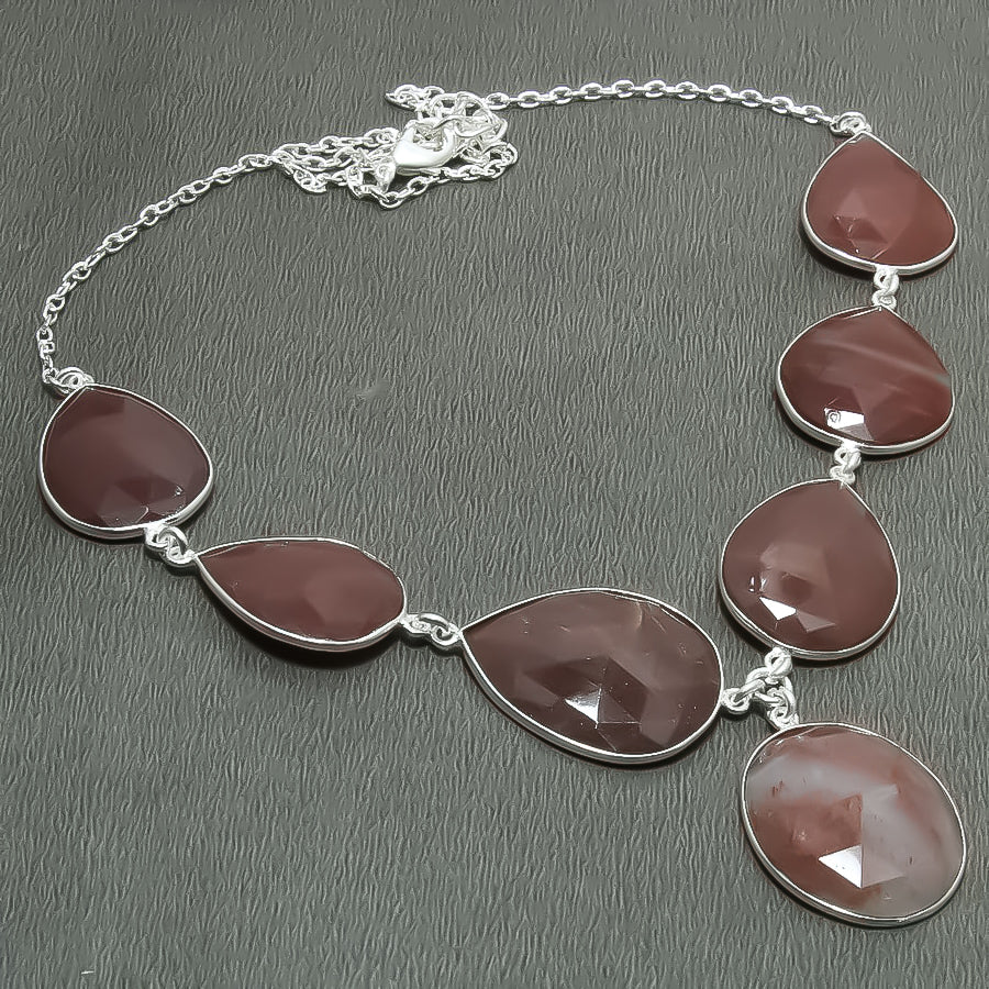 Natural Red Aventurine Statement Necklace | 925 Sterling Silver Fine Jewelry | Healing Power Crystals | Root Chakra