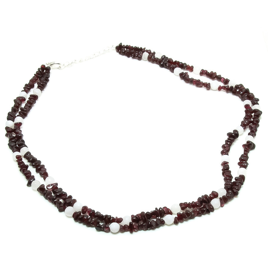 Natural Red Garnet Uncut Chips Beaded Chain Necklace | 925 Sterling Silver Fine Jewelry | Handmade Jewelry | January Birthstone | Healing Power Root Chakra