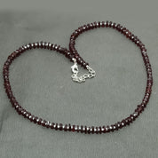 Natural Red Garnet Square Beaded Necklace | 925 Sterling Silver Adjustable Chain | January Birthstone | Women Jewelry