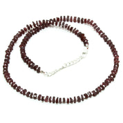 Natural Red Garnet Square Beaded Necklace | 925 Sterling Silver Adjustable Chain | January Birthstone | Women Jewelry