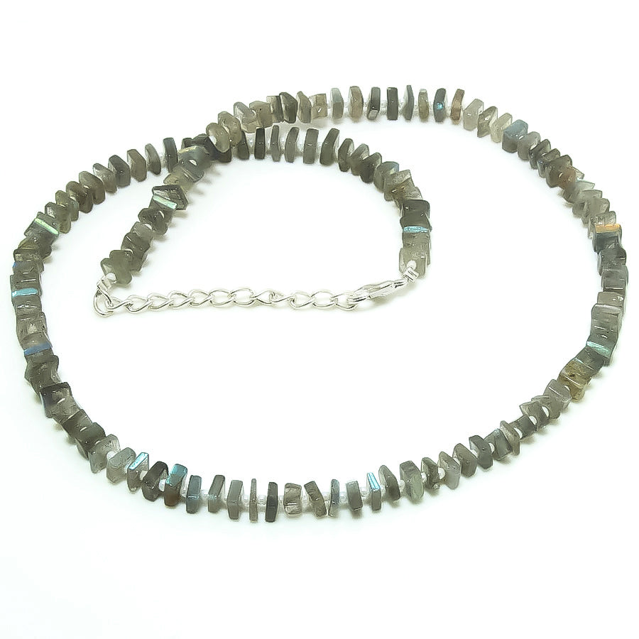 Natural Red Garnet Square Beaded Necklace | 925 Sterling Silver Adjustable Chain | January Birthstone | Women Jewelry
