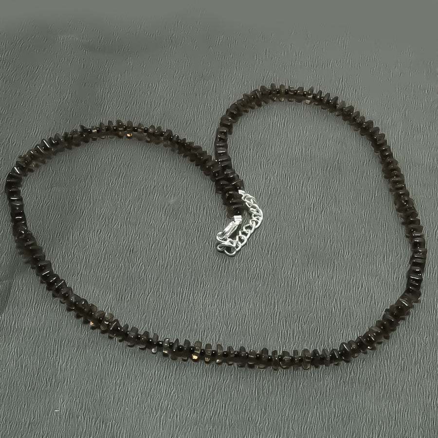 Natural Red Garnet Square Beaded Necklace | 925 Sterling Silver Adjustable Chain | January Birthstone | Women Jewelry
