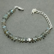925 Sterling Silver Labradorite Beaded Bracelet | Natural Gemstone Fine Jewelry | Healing Power Crystals | Root Chakra