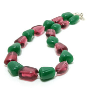 925 Sterling Silver Red Quartz Nuggets Beaded Necklace | Natural Gemstone Fine Jewelry | Healing Power Crystals | January Birthstone