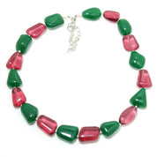 925 Sterling Silver Red Quartz Nuggets Beaded Necklace | Natural Gemstone Fine Jewelry | Healing Power Crystals | January Birthstone