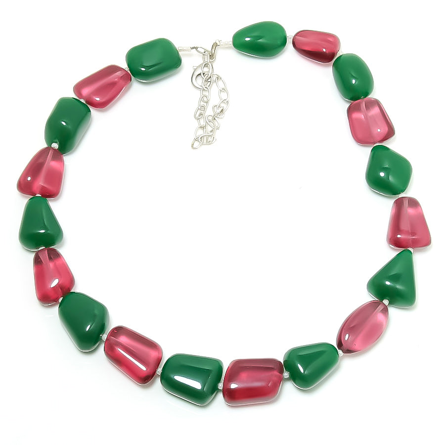 925 Sterling Silver Red Quartz Nuggets Beaded Necklace | Natural Gemstone Fine Jewelry | Healing Power Crystals | January Birthstone