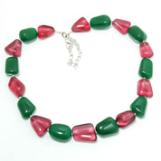 925 Sterling Silver Red Quartz Nuggets Beaded Necklace | Natural Gemstone Fine Jewelry | Healing Power Crystals | January Birthstone