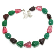 925 Sterling Silver Red Quartz Nuggets Beaded Necklace | Natural Gemstone Fine Jewelry | Healing Power Crystals | January Birthstone