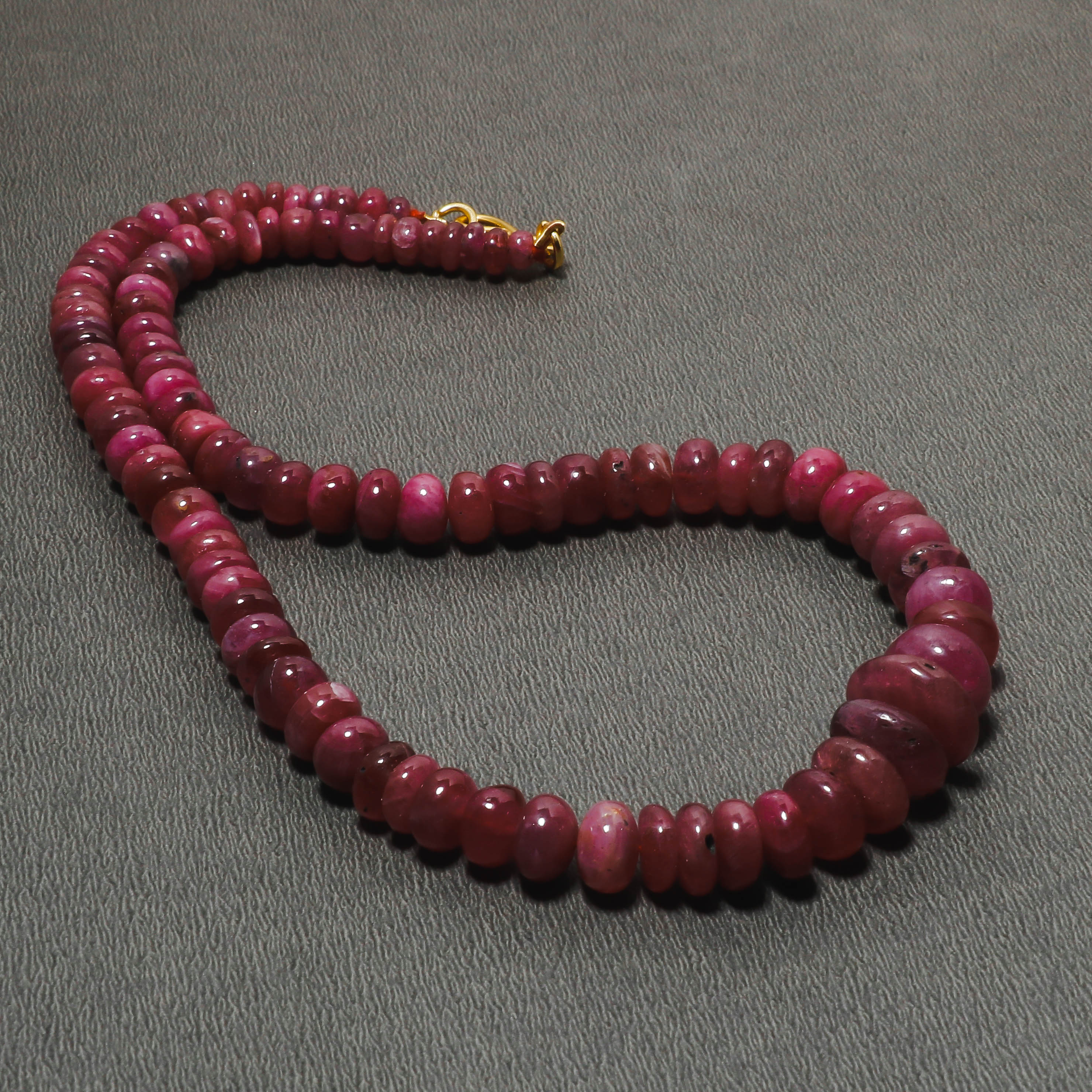 925 Sterling Silver Ruby Rondelle Beaded Necklace | Natural Gemstone Fine Jewelry | July Birthstone Gift
