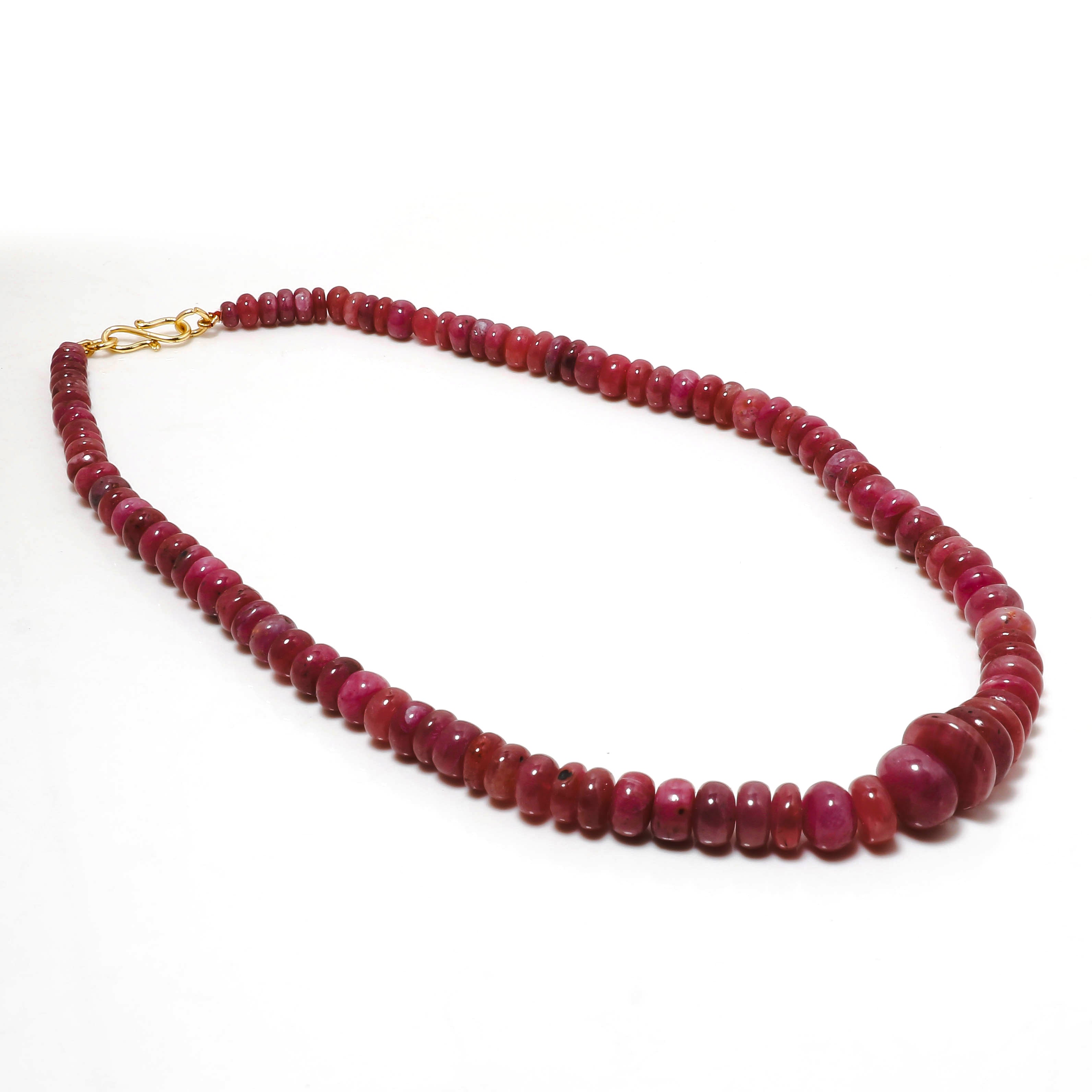 925 Sterling Silver Ruby Rondelle Beaded Necklace | Natural Gemstone Fine Jewelry | July Birthstone Gift
