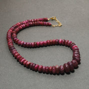 925 Sterling Silver Ruby Rondelle Beaded Necklace | Natural Gemstone Fine Jewelry | July Birthstone Gift