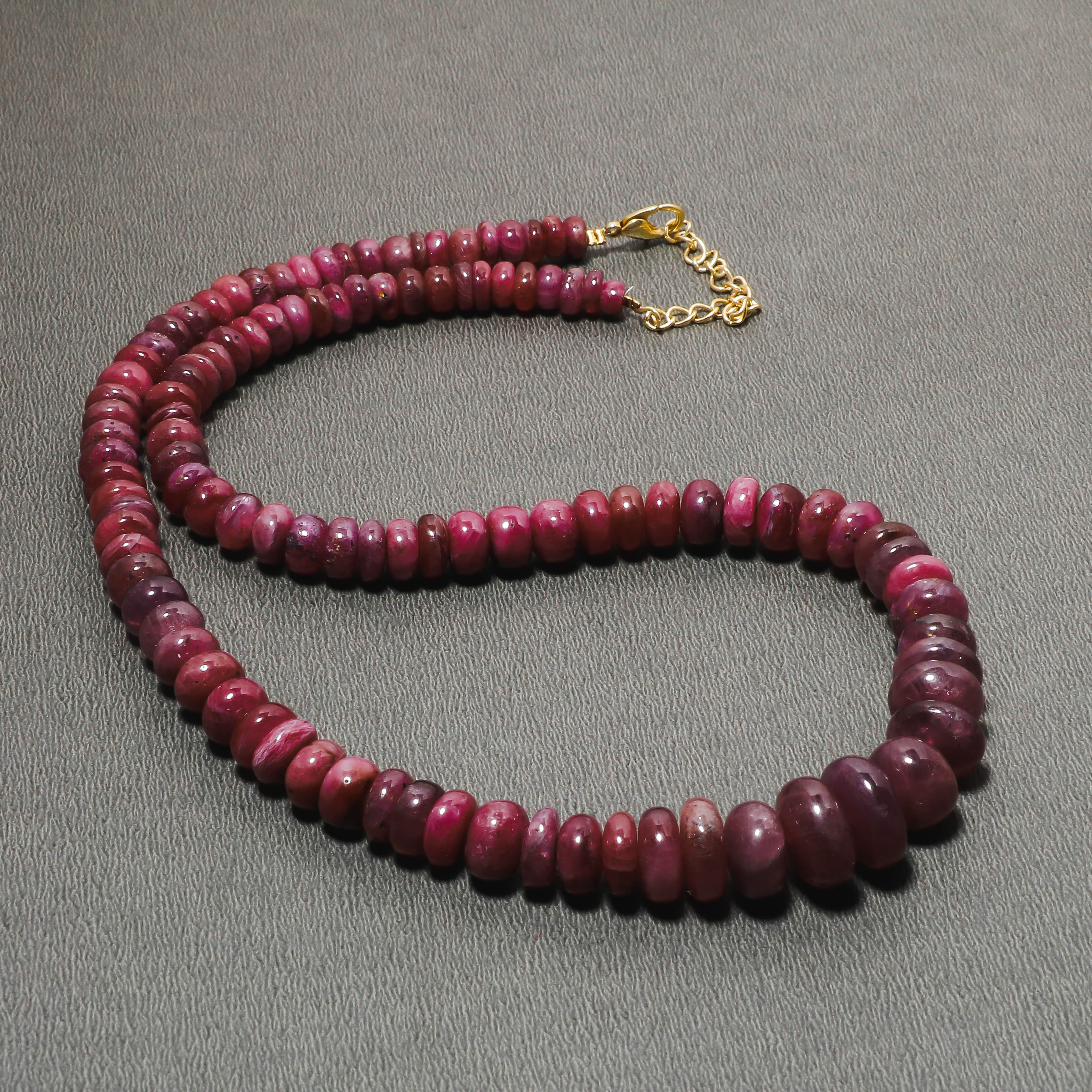 925 Sterling Silver Ruby Rondelle Beaded Necklace | Natural Gemstone Fine Jewelry | July Birthstone Gift