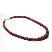 925 Sterling Silver Ruby Rondelle Beaded Necklace | Natural Gemstone Fine Jewelry | July Birthstone Gift
