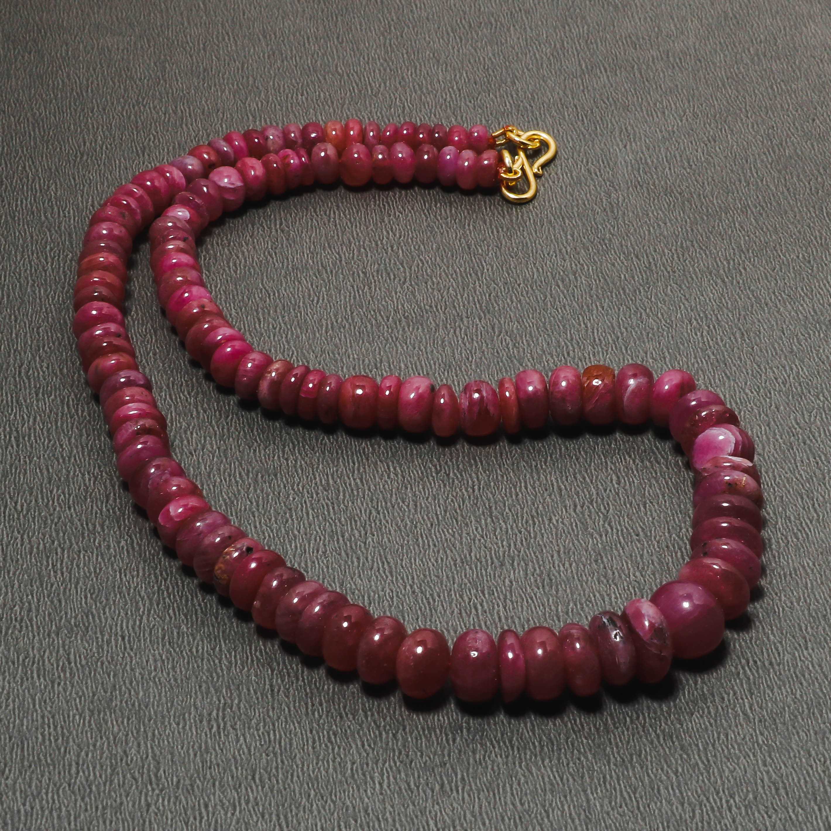 925 Sterling Silver Ruby Rondelle Beaded Necklace | Natural Gemstone Fine Jewelry | July Birthstone Gift