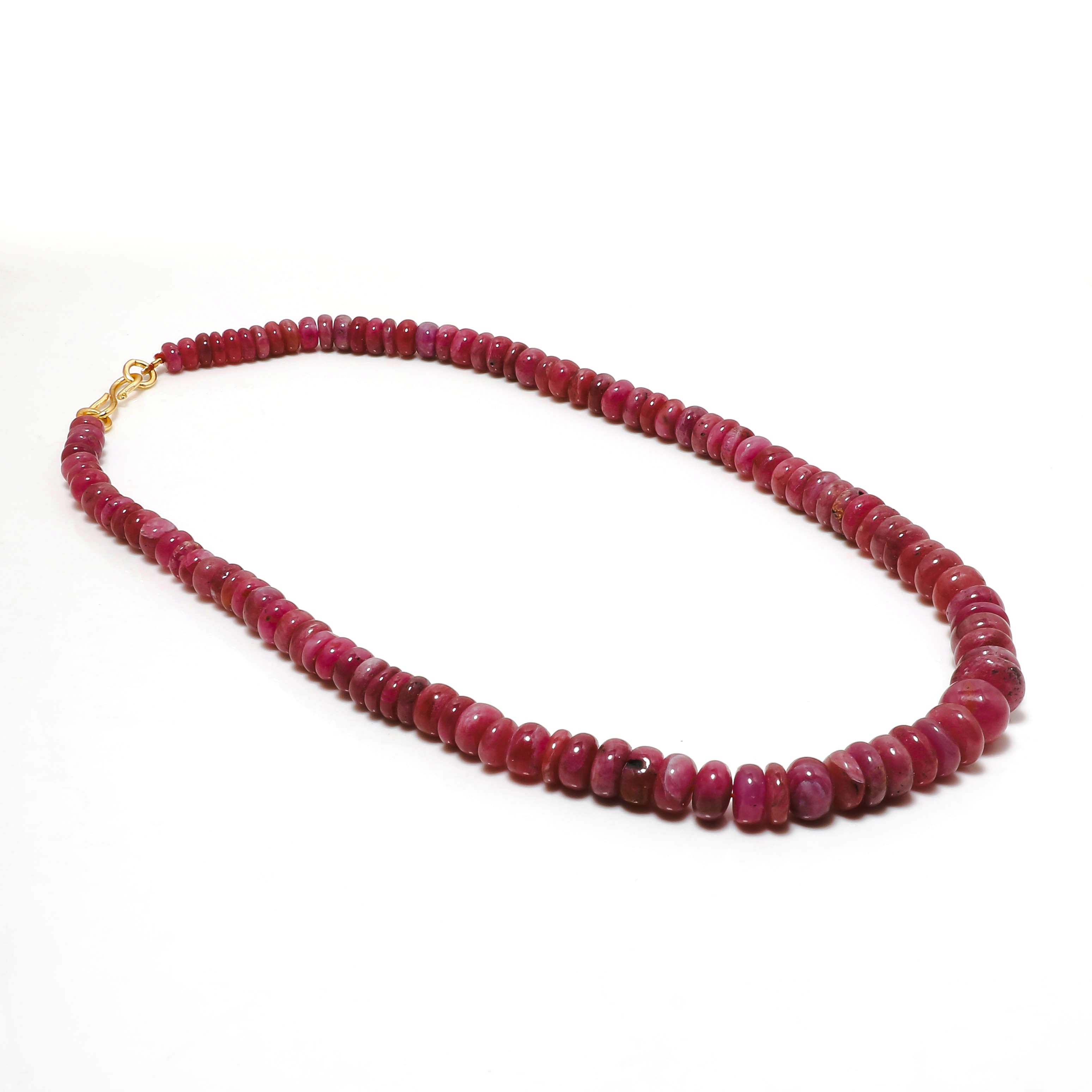 925 Sterling Silver Ruby Rondelle Beaded Necklace | Natural Gemstone Fine Jewelry | July Birthstone Gift